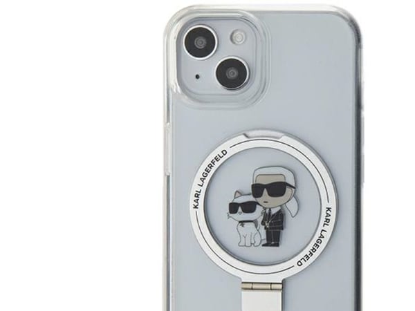 Karl Lagerfeld KLHMP15SHMRSKCH Apple iPhone 15/14/13 6,1" hardt etui Ring Stand Karl&Choupett hvit