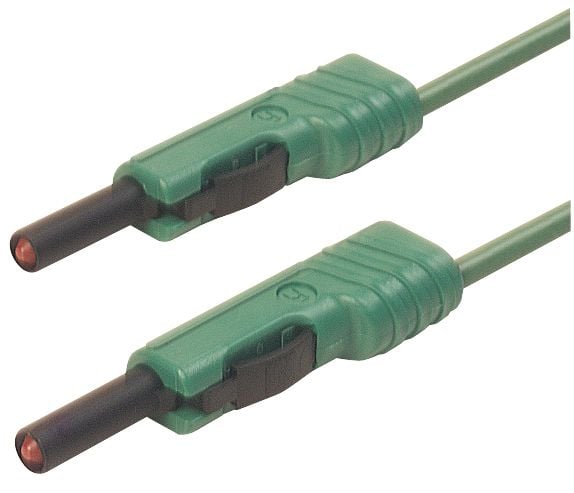 SKS Hirschmann MLB 200/1 V gn Testledning [Lamellanslutning 4 mm - Lamellanslutning 4 mm] 2,00 m Grön 1 st