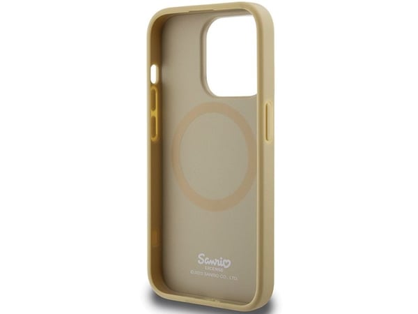 Hello Kitty iPhone 15 Pro Max 6,7" hardcase i gull/gull med MagSafe Leather Kitty Head
