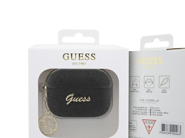 Apple AirPods Pro 2 Guess Glitter Flake 4G Charm (GUAP2GLGSHK) hörlursfodral svart