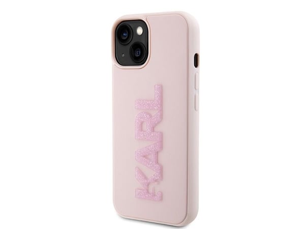 Karl Lagerfeld-deksel til iPhone 15 Plus 6,7 KLHCP15M3DMBKCP rosa 3D logo glitter HC 3D