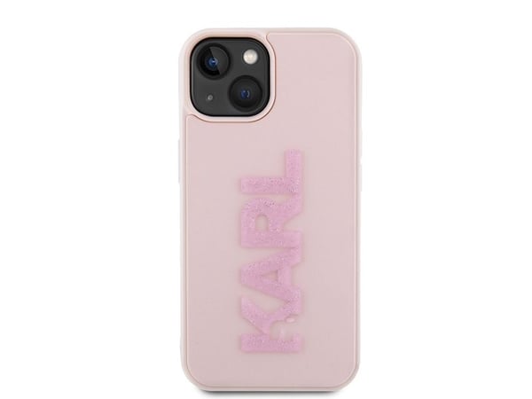 Karl Lagerfeld-deksel til iPhone 15 Plus 6,7 KLHCP15M3DMBKCP rosa 3D logo glitter HC 3D