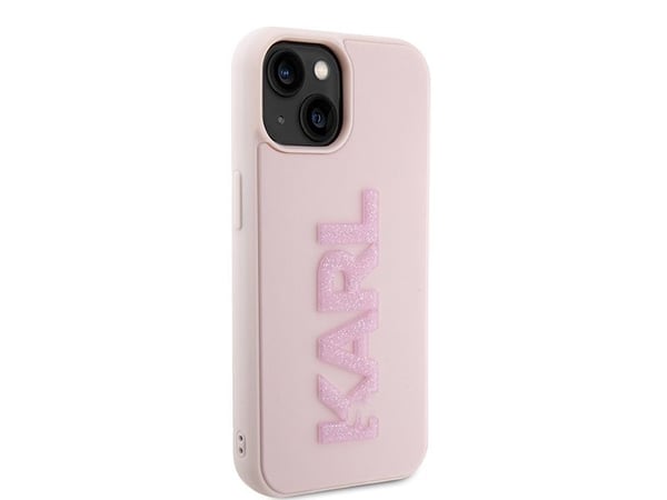 Karl Lagerfeld-deksel til iPhone 15 Plus 6,7 KLHCP15M3DMBKCP rosa 3D logo glitter HC 3D