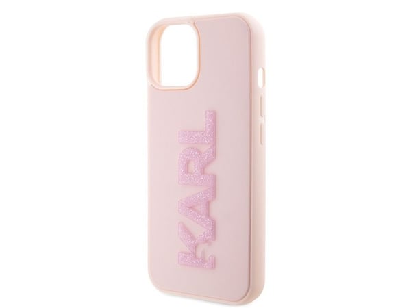 Karl Lagerfeld-deksel til iPhone 15 Plus 6,7 KLHCP15M3DMBKCP rosa 3D logo glitter HC 3D