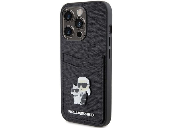 Karl Lagerfeld Karl Lagerfeld KLHCP15LSAPKCNPK iPhone 15 Pro 6.1" czarny/black hardcase Saffiano Cardslot Karl&Choupette Metal Pin