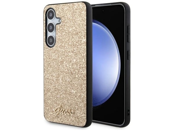 Guess GUHCS24SHGGSHD S24 S921 hardt deksel i gull med glitter og logo