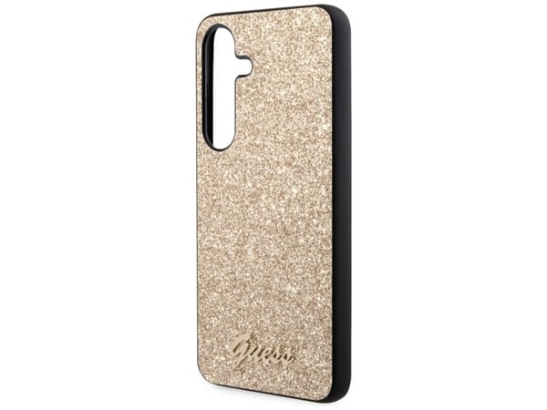 Aito GUESS GUHCS24SHGGSHD etupaneelikotelo Samsung S24 (Glitter Script / Kulta)