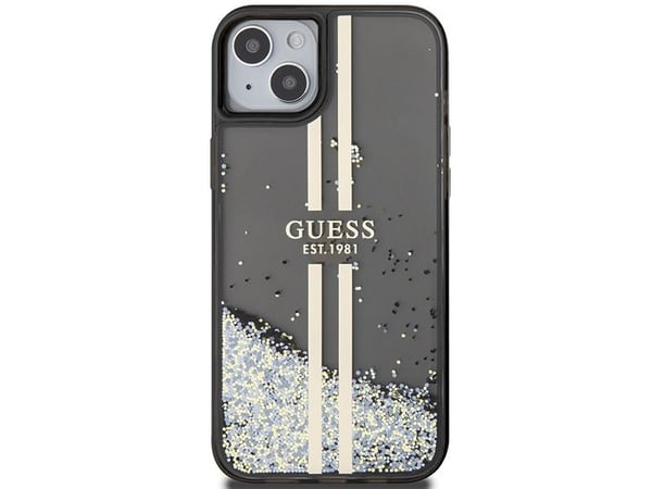Apple iPhone 14 Plus / 15 Plus Guess-skal Liquid Glitter Gold Stripes (GUHCP15MLFCSEGK) svart