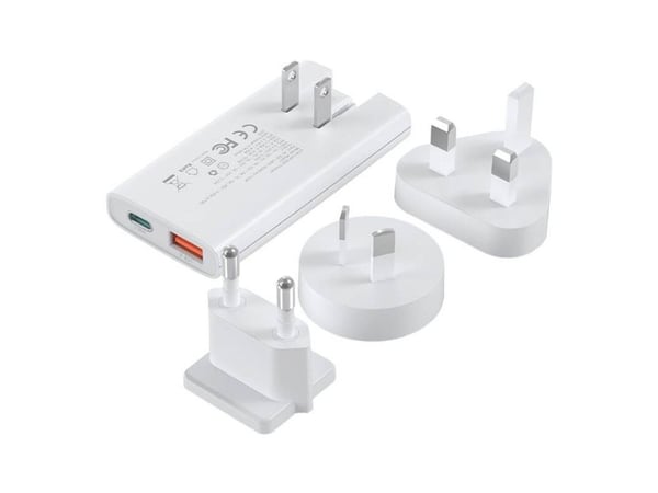 Choetech mini nettlader PD6011 PD65W GaN slim USB-A + C (hvit)