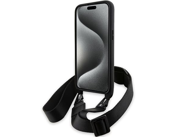 Apple iPhone 15 Pro Max BMW dėklas M Edition Carbon Tricolor Lines & hihna (BMHCP15X23PSVTK) juodos spalvos
