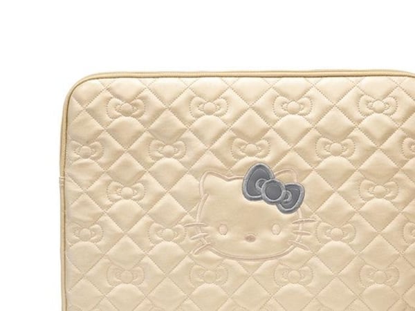 Veske Hello Kitty Sleeve HKCSZPEKHBPD 14" gull/gull glidelås PU vattert buer