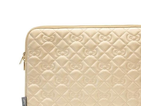 Veske Hello Kitty Sleeve HKCSZPEKHBPD 14" gull/gull glidelås PU vattert buer