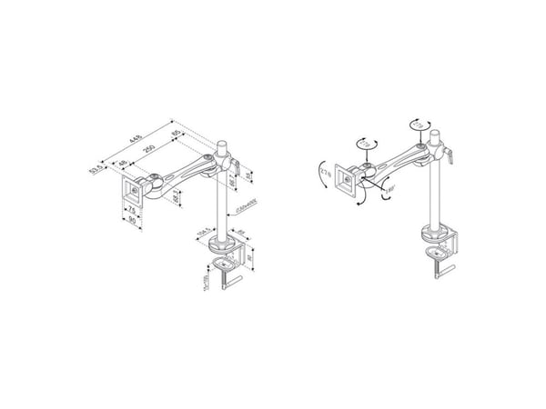 Roline LCD-Monitorarm Trägerstange - Monteringssett (leddarm, skrivebordsklemmemontering, stang) - for flatpanel