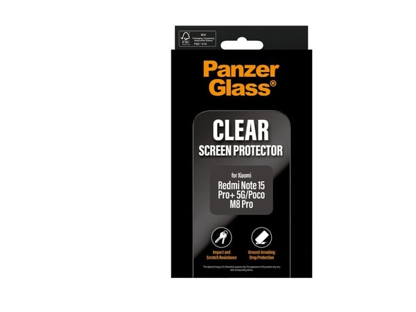 PanzerGlass ® Skjermbeskytter Xiaomi Redmi Note 15 Pro+ 5G | Ultra-Wide Fit, Xiaomi, Xiaomi - Redmi Note 15 Pro+ 5G, tørr påføring, ripebestandig, ...