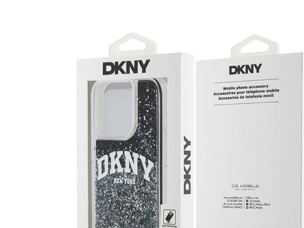 DKNY-deksel til IPHONE 14 Pro DKHCP14LLBNAEK (DKNY HC Liquid Glitters med buelogo) Svart