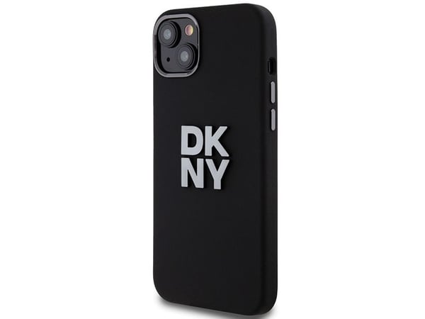 Dėklas DKNY DKHCP15MSMCBSK iPhone 15 Plus / 14 Plus 6.7" juoda/juodas kovakotelo Nestemäinen silikoni metalli logo