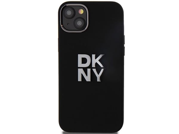 Dėklas DKNY DKHCP15MSMCBSK iPhone 15 Plus / 14 Plus 6.7" juoda/juodas kovakotelo Nestemäinen silikoni metalli logo