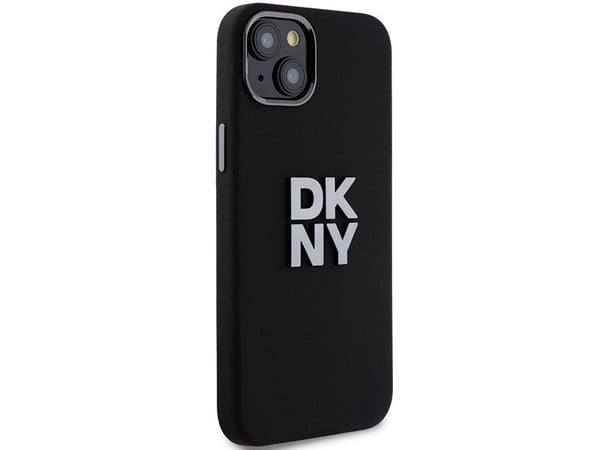 Dėklas DKNY DKHCP15MSMCBSK iPhone 15 Plus / 14 Plus 6.7" juoda/juodas kovakotelo Nestemäinen silikoni metalli logo