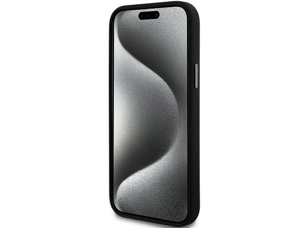 Dėklas DKNY DKHCP15MSMCBSK iPhone 15 Plus / 14 Plus 6.7" juoda/juodas kovakotelo Nestemäinen silikoni metalli logo