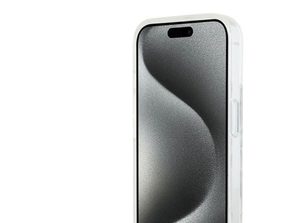 DKNY Liquid Glitter Multilogo - mobilskal iPhone 15/14/13 (vit)