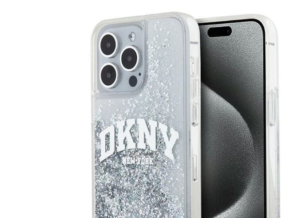 DKNY Liquid Glitter Big Logo fodral för iPhone 15 Pro Max (vit)