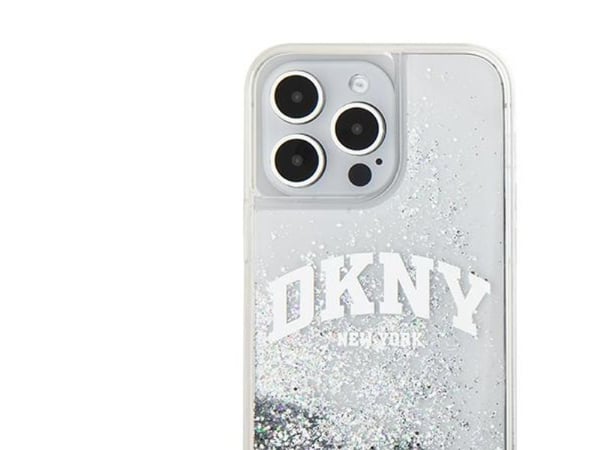 DKNY Liquid Glitter Big Logo fodral för iPhone 15 Pro Max (vit)