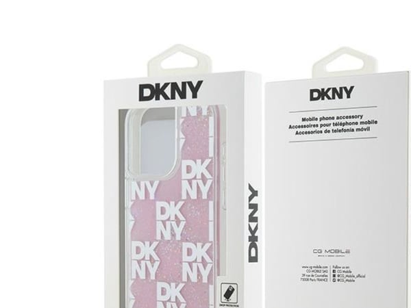 Apple iPhone 15 Pro Max DKNY Case Liquid Glitter Big Logo (DKHCP15XLCPEPP) vaaleanpunainen
