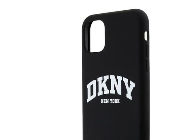 DKNY Liquid Silicone White tryckt logga MagSafe mobilskal till iPhone 11 (czarny)