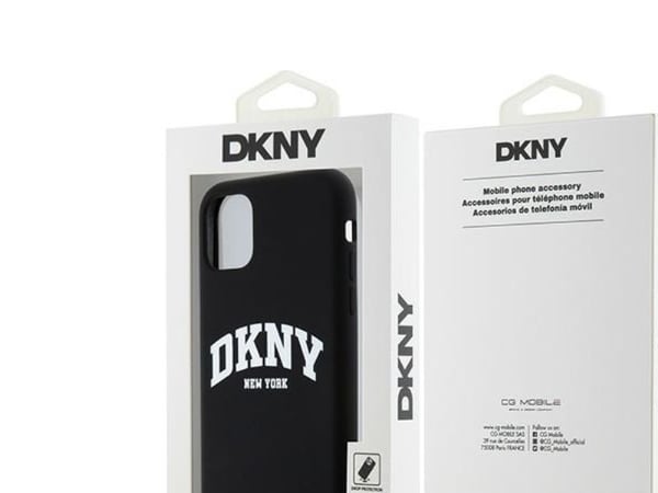 DKNY Liquid Silicone White tryckt logga MagSafe mobilskal till iPhone 11 (czarny)