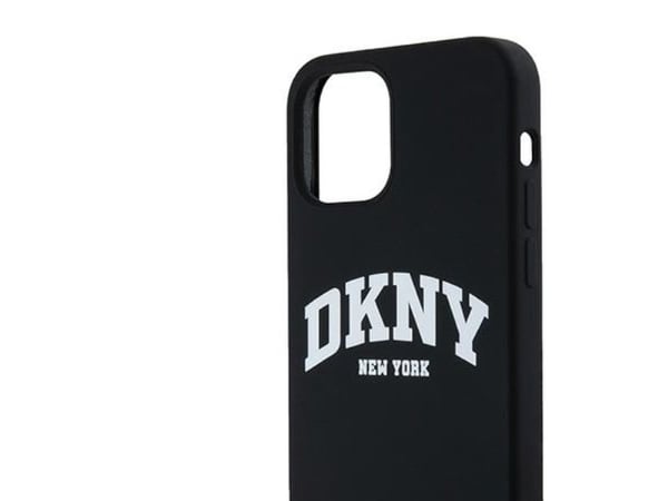 DKNY Liquid Silicone White Printed Logo MagSafe-deksel til iPhone 12/12 Pro - svart