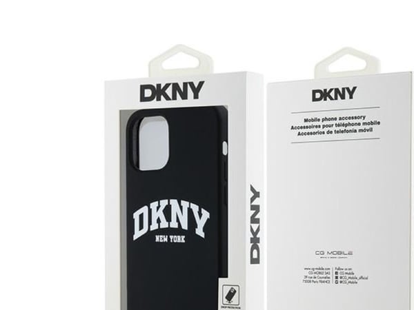DKNY Liquid Silicone White Printed Logo MagSafe-deksel til iPhone 12/12 Pro - svart