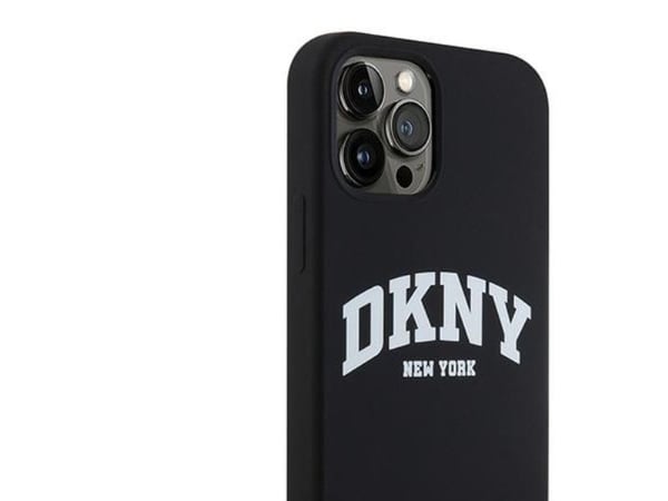 DKNY Liquid Silicone White Printed Logo MagSafe-deksel til iPhone 12/12 Pro - svart