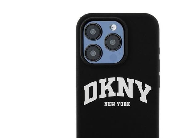 Apple iPhone 13 Pro DKNY Case nestemäinen silikoni valkoinen painettu logo MagSafe (DKHMP13LSNYACH) musta
