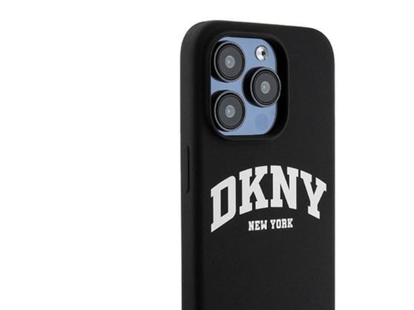 Apple iPhone 13 Pro DKNY Case nestemäinen silikoni valkoinen painettu logo MagSafe (DKHMP13LSNYACH) musta