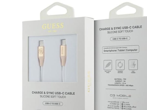 USB-kabel Guess USB-C till USB-C 1,5 m guld