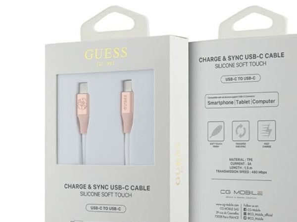 Guess USB-C till USB-C-kabel 1,5 m rosa (GUCCLALRGDP)