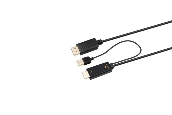 MicroConnect - Adapterkabel - DisplayPort hann til HDMI, USB (kun strøm) hann - 3 m - svart - 4 K 30 Hz (3840 x 2160) støtte