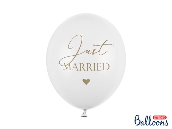 PartyDeco SB14P-237-008-6, Toy balloon, Latex, Guld, Vit, Bröllop, Oval, 30 cm