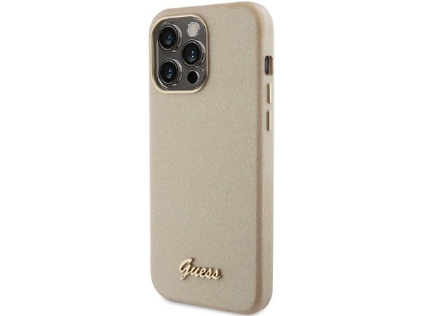 Kotelo GUESS GUHCP15LPGGGGMSD IPHONE 15 PRO 6.1" GOLD/LIGHT GOLD HARDCASE GLITTER GLOSSY SCRIPT