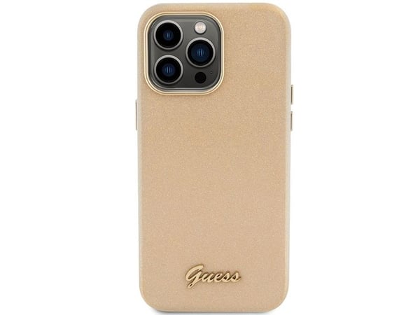 Kotelo GUESS GUHCP15LPGGGGMSD IPHONE 15 PRO 6.1" GOLD/LIGHT GOLD HARDCASE GLITTER GLOSSY SCRIPT