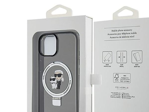 Karl Lagerfeld KLHMP15MHMRSKCK iPhone 15 Plus / 14 Plus 6,7" sort hardcase Ringstativ Karl&amp;Choupette MagSafe