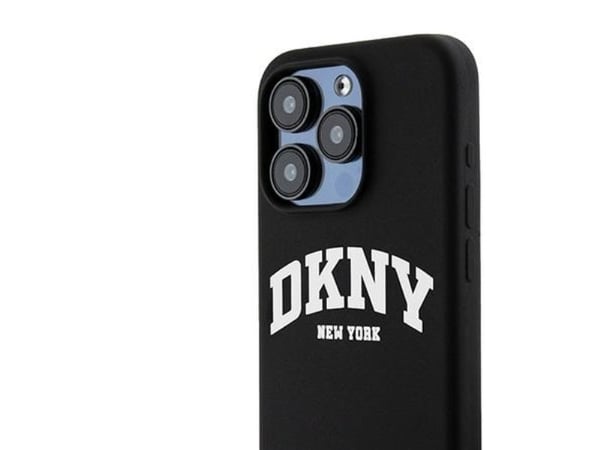 DKNY Liquid Silikoni kotelo valkoinen logo MagSafe iPhone 15 Pro - musta - musta