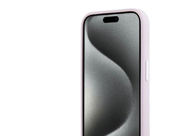 DKNY Liquid Silicone Small Metal Logo MagSafe mobilskal iPhone 15 Plus / 14 Plus (rosa)