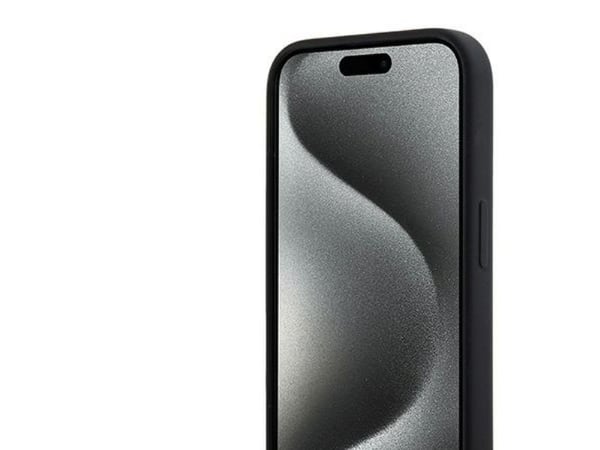 DKNY Liquid Silicone vit med tryckt logga MagSafe mobilskydd iPhone 15 Plus / 14 Plus (svart)
