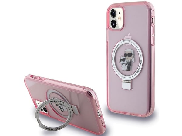 Karl Lagerfeld Karl Lagerfeld KLHMN61HMRSKCP iPhone 11 / Xr 6.1" rosa/rosa hardcase Ringstativ Karl&Choupettte MagSafe