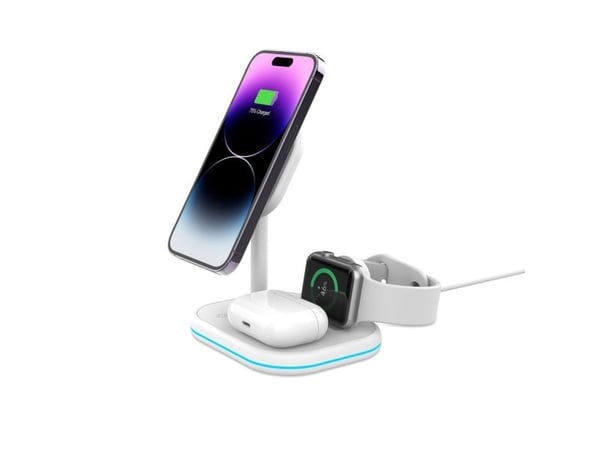 Tech-Protect QI15W-A27 trådlös laddare 3-i-1 MagSafe (Magnetic) vit