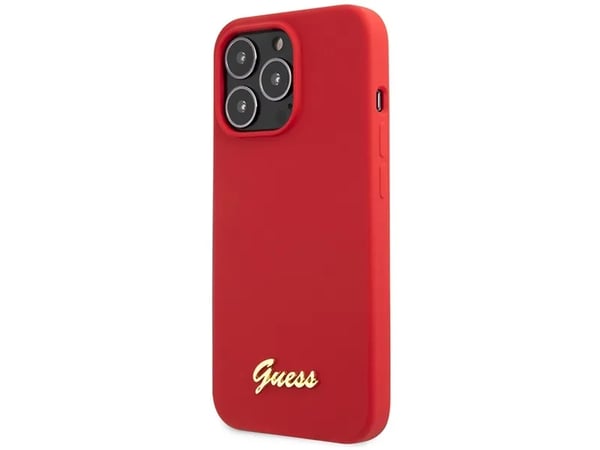 Guess GUHCP13XLSLMGRE hard case til iPhone 13 Pro Max 6.7" - rød/burgunder - silikon, Vintage Gold-logo