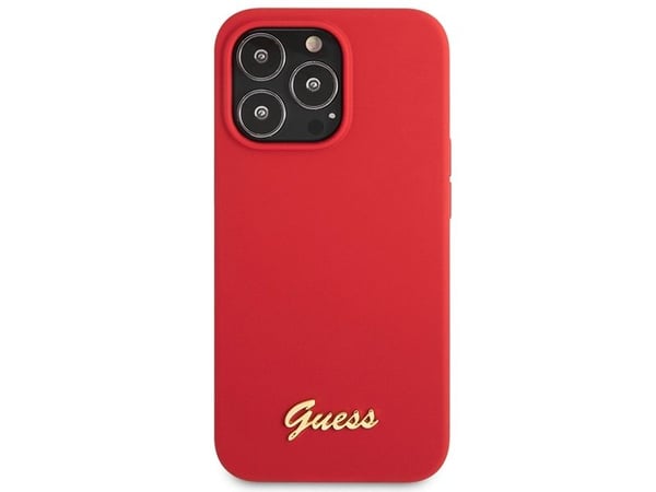 Guess GUHCP13XLSLMGRE hard case til iPhone 13 Pro Max 6.7" - rød/burgunder - silikon, Vintage Gold-logo