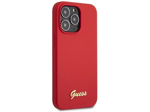 Guess GUHCP13XLSLMGRE hard case til iPhone 13 Pro Max 6.7" - rød/burgunder - silikon, Vintage Gold-logo