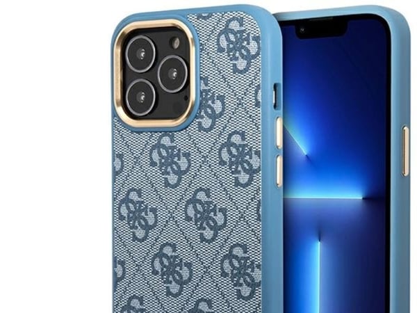 Guess GUHMP14LU4GPRB iPhone 14 Pro 6,1'' blå hårt mobilskal 4G med logoplatta MagSafe